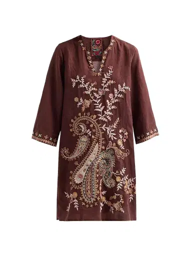 Johnny Was Women's Embroidered Paisley Swing Midi Dress | Thumbnail 1 Johnny Was Women's Embroidered Paisley Swing Midi Dress | Thumbnail 1