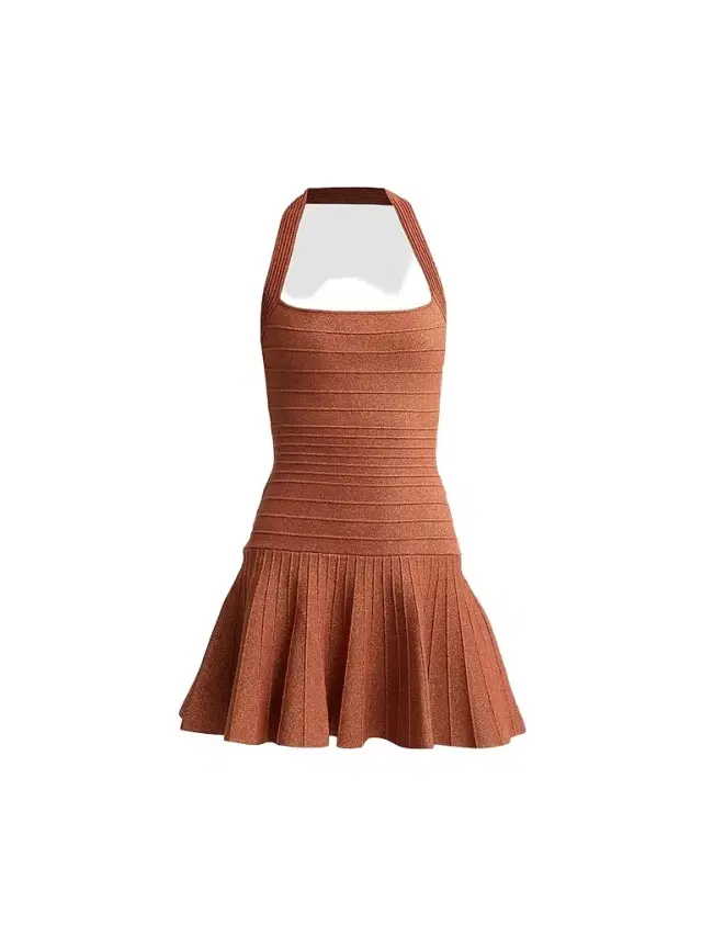 Retrofête Women's Serenna Metallic Knit Halterneck Mini Dress