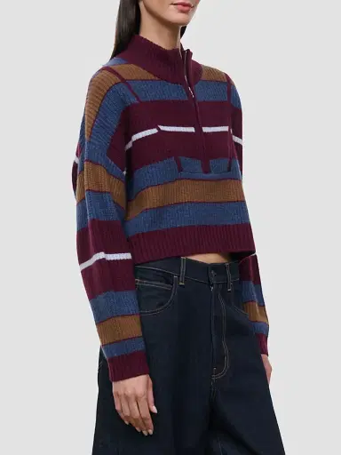 Staud Women's Hampton Colorblocked Cashmere Crop Sweater | Thumbnail 5