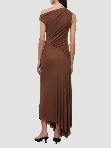 Staud Women's Amaris Ruched Mesh Asymmetric Maxi Dress | Thumbnail 3 Staud Women's Amaris Ruched Mesh Asymmetric Maxi Dress | Thumbnail 3