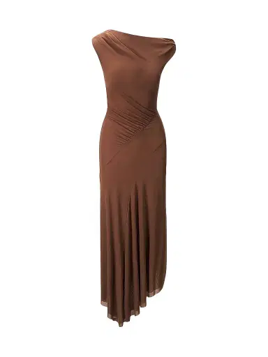 Staud Women's Amaris Ruched Mesh Asymmetric Maxi Dress | Thumbnail 1 Staud Women's Amaris Ruched Mesh Asymmetric Maxi Dress | Thumbnail 1