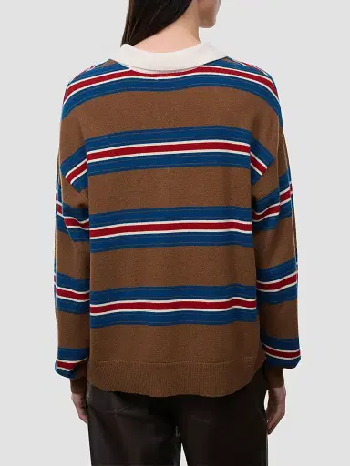 Staud Women's Michael Striped Cashmere Polo Sweater | Thumbnail 3