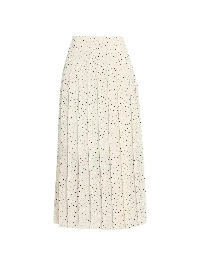 Women's Polka Dot Pleated Midi Skirt