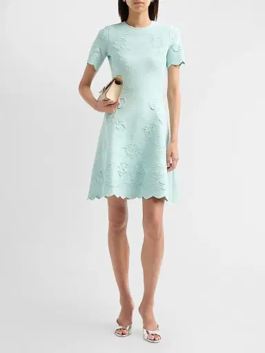 Oscar de la Renta Women's Tonal Hibiscus Circle Artwork Knit Dress | Thumbnail 2