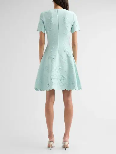 Oscar de la Renta Women's Tonal Hibiscus Circle Artwork Knit Dress | Thumbnail 3