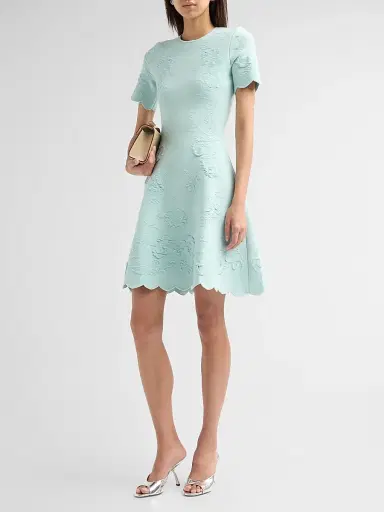 Oscar de la Renta Women's Tonal Hibiscus Circle Artwork Knit Dress | Thumbnail 4