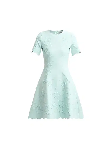 Oscar de la Renta Women's Tonal Hibiscus Circle Artwork Knit Dress | Thumbnail 1