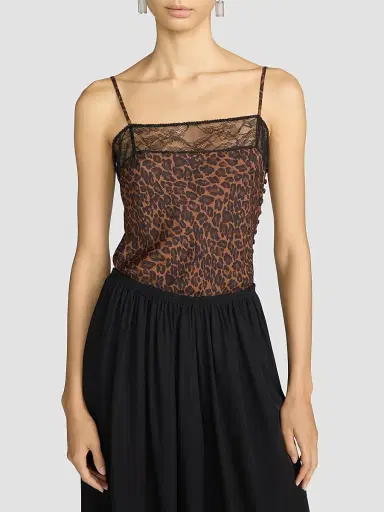 Frame Women's Delphine Leopard-Print Lace-Trim Silk Camisole | Thumbnail 3 Frame Women's Delphine Leopard-Print Lace-Trim Silk Camisole | Thumbnail 3