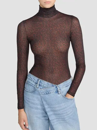 Frame Women's The Hosiery Leopard Print Sheer Top | Thumbnail 3 Frame Women's The Hosiery Leopard Print Sheer Top | Thumbnail 3
