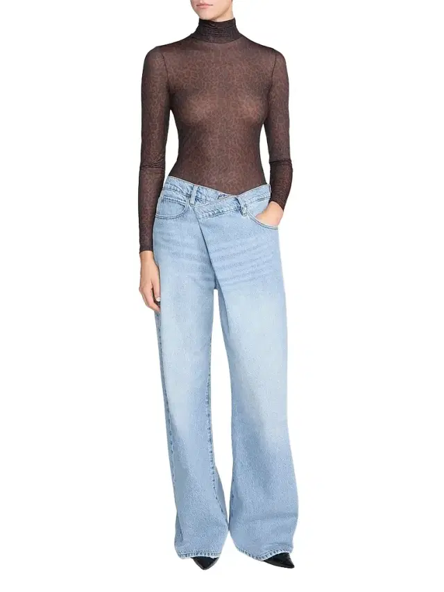 Frame Women's The Hosiery Leopard Print Sheer Top
