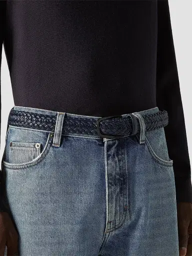 Zegna Men's Leather Braided Belt | Thumbnail 3 Zegna Men's Leather Braided Belt | Thumbnail 3