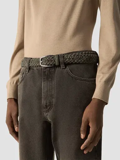 Zegna Men's Braided Leather Belt | Thumbnail 3 Zegna Men's Braided Leather Belt | Thumbnail 3