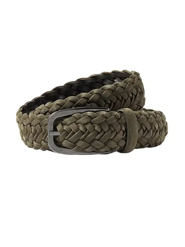Zegna Men's Braided Leather Belt