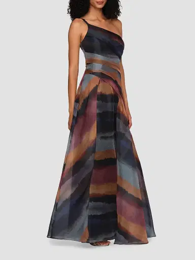 Kay Unger Women's Daniela Watercolor-Print One-Shoulder Gown | Thumbnail 2