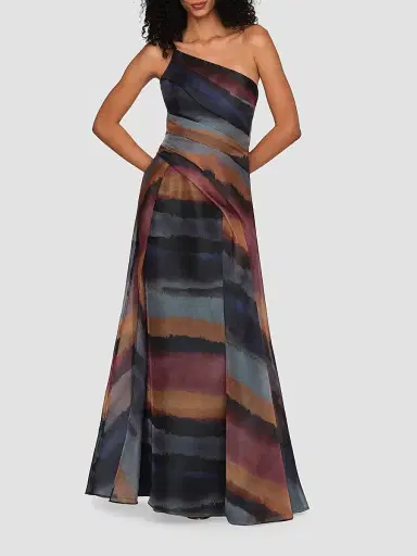 Kay Unger Women's Daniela Watercolor-Print One-Shoulder Gown | Thumbnail 3
