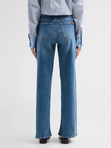 7 For All Mankind Women's Lotta Rhinestone Washed-Denim Wide-Leg Jeans | Thumbnail 3