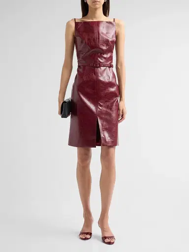 Toccin Women's Zivana Faux Leather Belted Mini Dress | Thumbnail 2