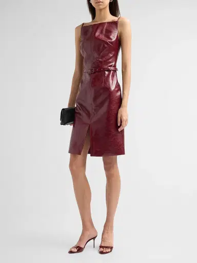 Toccin Women's Zivana Faux Leather Belted Mini Dress | Thumbnail 4