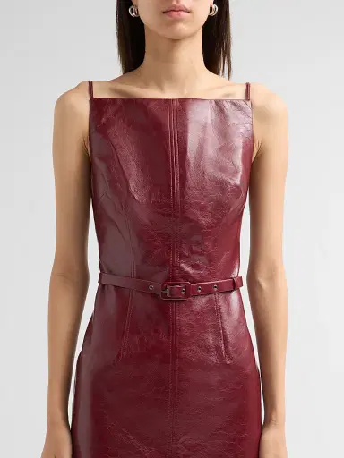 Toccin Women's Zivana Faux Leather Belted Mini Dress | Thumbnail 5