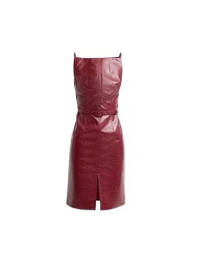 Toccin Women's Zivana Faux Leather Belted Mini Dress | Thumbnail 1