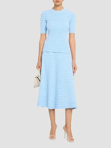 PRABAL GURUNG Women's Crewneck Rib-Knit Fitted Top | Thumbnail 2