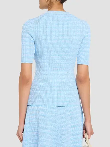PRABAL GURUNG Women's Crewneck Rib-Knit Fitted Top | Thumbnail 3