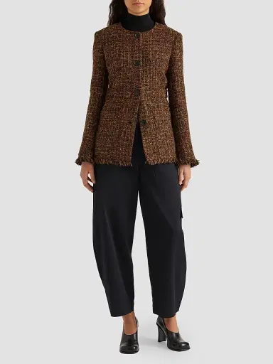 Proenza Schouler White Label Women's Aurelia Tweed Collarless Jacket | Thumbnail 2 Proenza Schouler White Label Women's Aurelia Tweed Collarless Jacket | Thumbnail 2