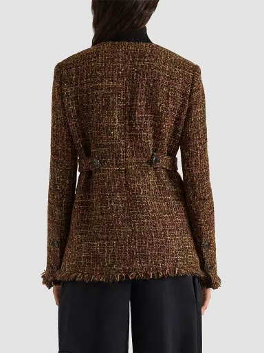 Proenza Schouler White Label Women's Aurelia Tweed Collarless Jacket | Thumbnail 3 Proenza Schouler White Label Women's Aurelia Tweed Collarless Jacket | Thumbnail 3
