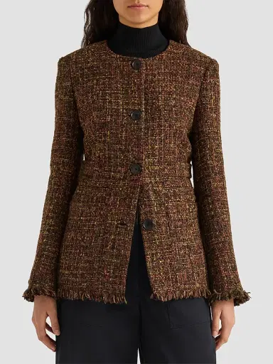 Proenza Schouler White Label Women's Aurelia Tweed Collarless Jacket | Thumbnail 4 Proenza Schouler White Label Women's Aurelia Tweed Collarless Jacket | Thumbnail 4
