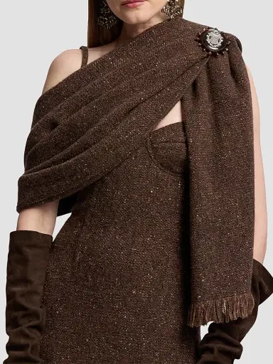 Ralph Lauren Collection Women's Wool-Blend Donegal Tweed Fringe Scarf | Thumbnail 2