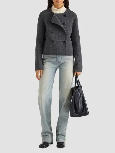 Proenza Schouler White Label Women's Courtney Double-Face Melton-Wool-Blend Jacket | Thumbnail 2 Proenza Schouler White Label Women's Courtney Double-Face Melton-Wool-Blend Jacket | Thumbnail 2