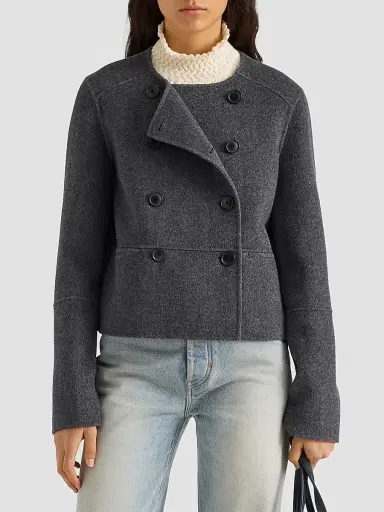 Proenza Schouler White Label Women's Courtney Double-Face Melton-Wool-Blend Jacket | Thumbnail 4 Proenza Schouler White Label Women's Courtney Double-Face Melton-Wool-Blend Jacket | Thumbnail 4
