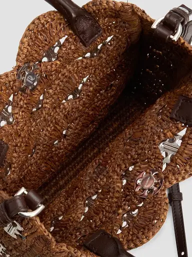 Rabanne Women's Raffia & Leather Top Handle Bag | Thumbnail 3 Rabanne Women's Raffia & Leather Top Handle Bag | Thumbnail 3