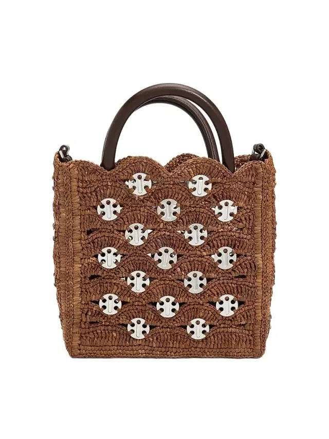 Rabanne Women's Raffia & Leather Top Handle Bag