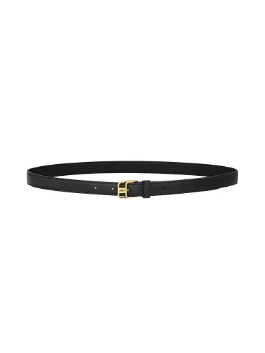 Saint Laurent Women's Cassandre Double-Buckle Thin Belt in Smooth Leather | Thumbnail 1 Saint Laurent Women's Cassandre Double-Buckle Thin Belt in Smooth Leather | Thumbnail 1