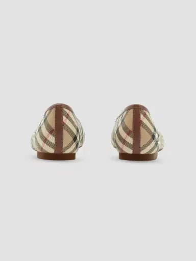 Burberry Women's Highgate Check Canvas Ballet Flats | Thumbnail 3