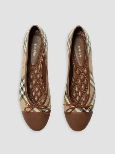 Burberry Women's Highgate Check Canvas Ballet Flats | Thumbnail 4