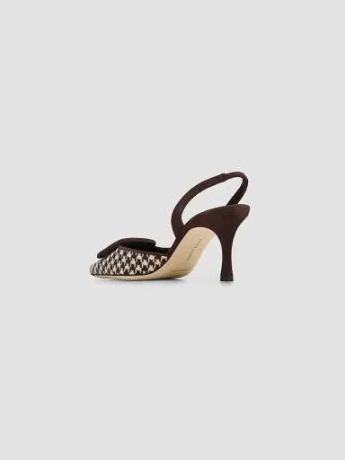 Manolo Blahnik Women's Mayslibi 70MM Houndstooth Slingback Pumps | Thumbnail 4 Manolo Blahnik Women's Mayslibi 70MM Houndstooth Slingback Pumps | Thumbnail 4