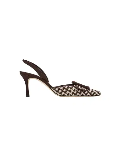 Manolo Blahnik Women's Mayslibi 70MM Houndstooth Slingback Pumps | Thumbnail 1 Manolo Blahnik Women's Mayslibi 70MM Houndstooth Slingback Pumps | Thumbnail 1