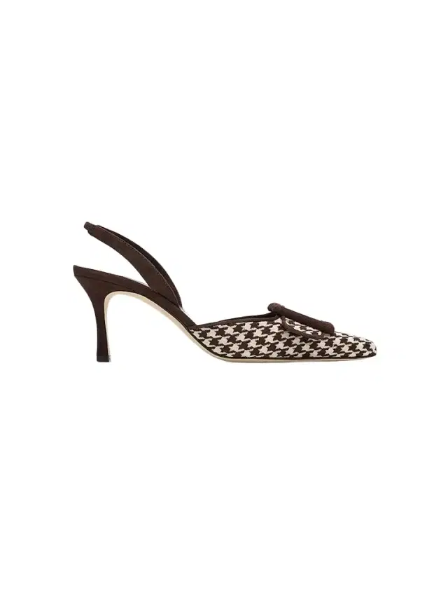 Manolo Blahnik Women's Mayslibi 70MM Houndstooth Slingback Pumps
