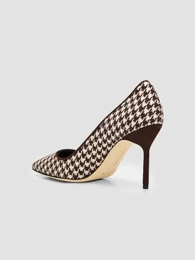 Manolo Blahnik Women's BB Pick Tora 90MM Houndstooth Wool Pumps | Thumbnail 4