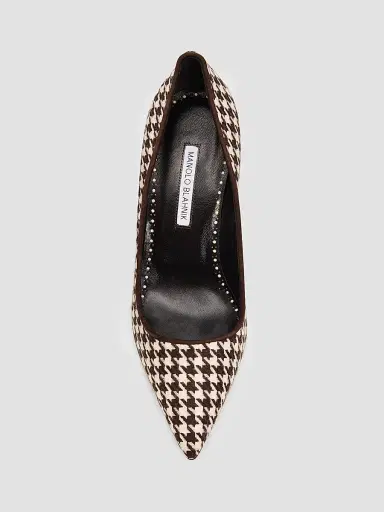 Manolo Blahnik Women's BB Pick Tora 90MM Houndstooth Wool Pumps | Thumbnail 6