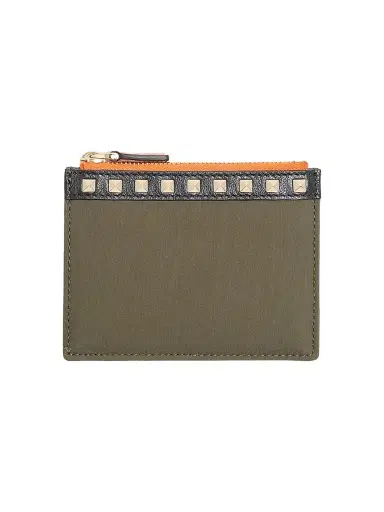 Valentino Garavani Men's Stud Up Coin Purse and Cardholder in Nylon and Grainy Calfskin | Thumbnail 1 Valentino Garavani Men's Stud Up Coin Purse and Cardholder in Nylon and Grainy Calfskin | Thumbnail 1