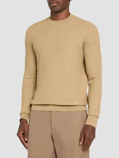 Emporio Armani Men's Wool Bar-Stitch Crewneck Sweater | Thumbnail 4