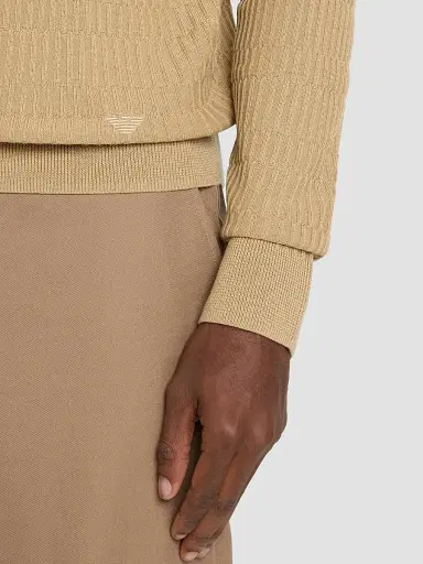 Emporio Armani Men's Wool Bar-Stitch Crewneck Sweater | Thumbnail 5