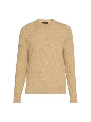 Emporio Armani Men's Wool Bar-Stitch Crewneck Sweater | Thumbnail 1