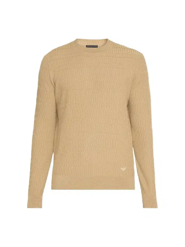 Emporio Armani Men's Wool Bar-Stitch Crewneck Sweater
