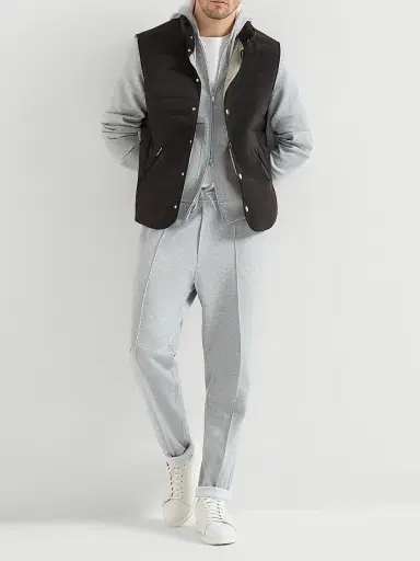 Brunello Cucinelli Men's Bonded Nylon Down Vest with Detachable Hood | Thumbnail 6 Brunello Cucinelli Men's Bonded Nylon Down Vest with Detachable Hood | Thumbnail 6