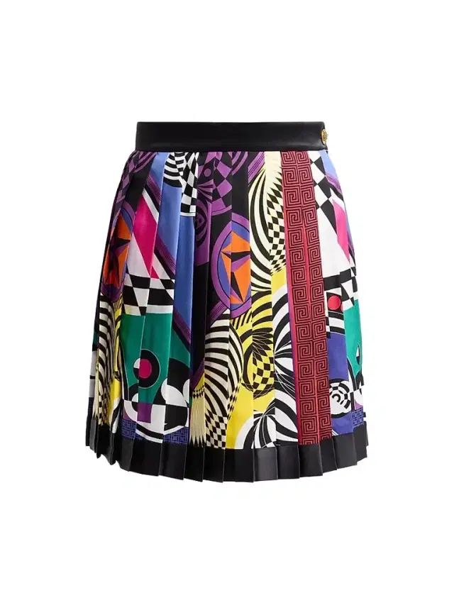 Versace Women's Printed Pleated Silk Mini Skirt