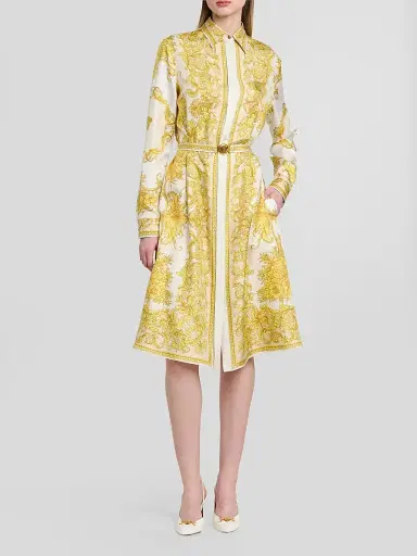 Versace Women's Baroque-Print Silk Twill Midi Shirtdress | Thumbnail 2 Versace Women's Baroque-Print Silk Twill Midi Shirtdress | Thumbnail 2